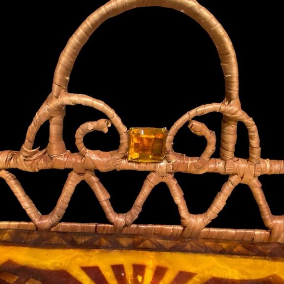 Polynesian Tiki God Capiz Serving Tray AMAZING - Picture 7 of 12